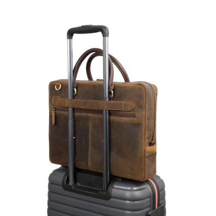 Мужской кожаный портфель Visconti Carl коричневый ML50 OIL TAN/BRN – Фото 7