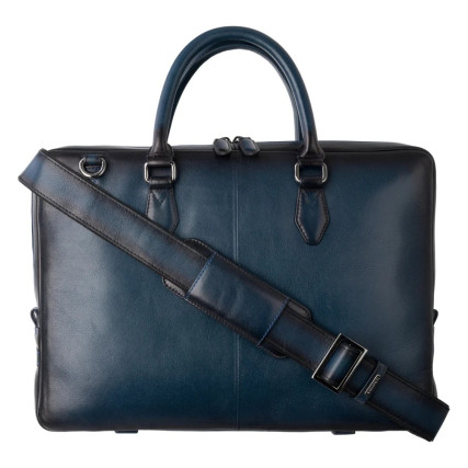 Мужской кожаный портфель Visconti Carl синий AT50 B/BLUE – Фото 5