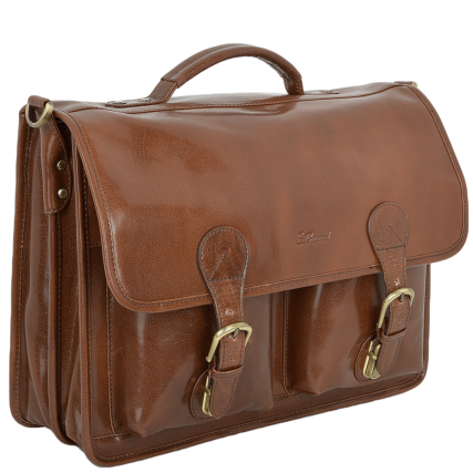 Мужской кожаный светло-коричневый портфель Ashwood 8190 CHESTNUT – Фото 2