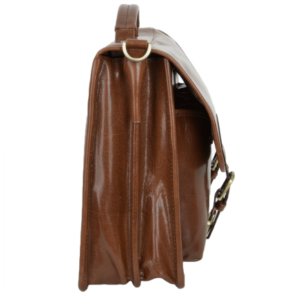 Мужской кожаный светло-коричневый портфель Ashwood 8190 CHESTNUT – Фото 3