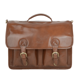 Мужской кожаный светло-коричневый портфель Ashwood 8190 CHESTNUT