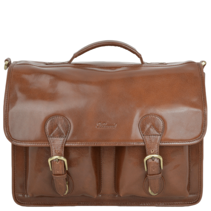 Мужской кожаный светло-коричневый портфель Ashwood 8190 CHESTNUT – Фото 1