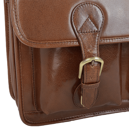 Мужской кожаный светло-коричневый портфель Ashwood 8190 CHESTNUT – Фото 6