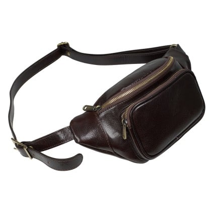 Мужская кожаная сумка на пояс Virginia Conti коричневая VC04272black – Фото 4