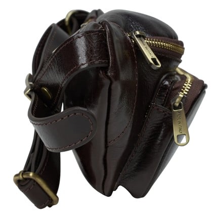 Мужская кожаная сумка на пояс Virginia Conti коричневая VC04272black – Фото 5