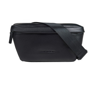 Мужская поясная кожаная сумка BOND черная 1457-101