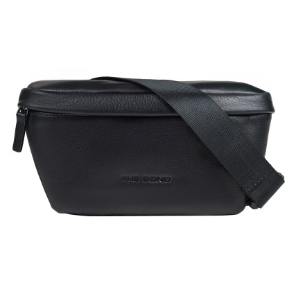 Мужская поясная кожаная сумка BOND черная 1457-101