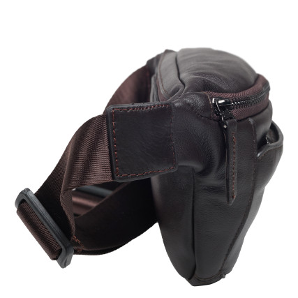 Мужская поясная кожаная сумка BOND коричневая 1454-04 – Фото 3