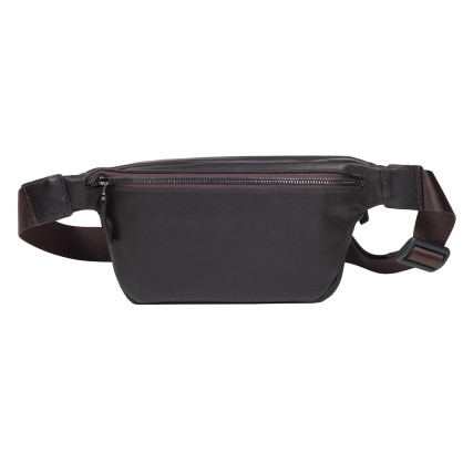 Мужская поясная кожаная сумка BOND коричневая 1454-04 – Фото 4