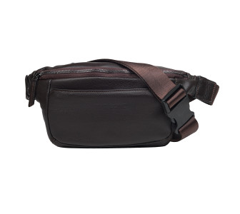 Мужская поясная кожаная сумка BOND коричневая 1454-04