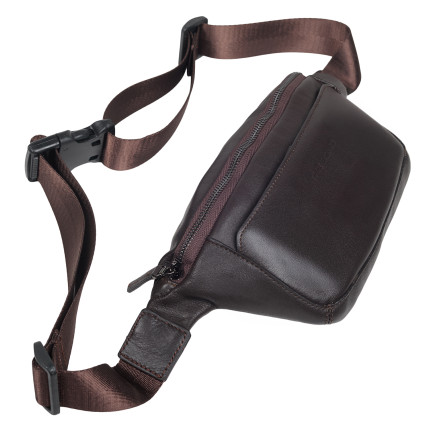 Мужская поясная кожаная сумка BOND коричневая 1454-04 – Фото 5