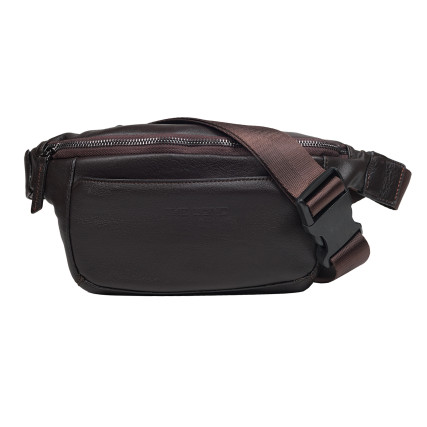 Мужская поясная кожаная сумка BOND коричневая 1454-04 – Фото 1