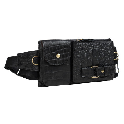 Мужская поясная кожаная сумка Buffalo Bags черная M9080A – Фото 2