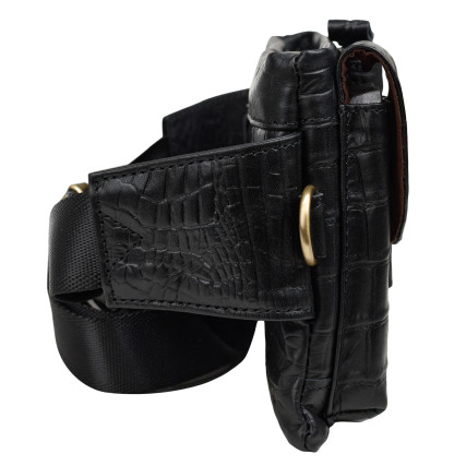 Мужская поясная кожаная сумка Buffalo Bags черная M9080A – Фото 4