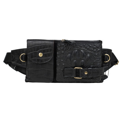 Мужская поясная кожаная сумка Buffalo Bags черная M9080A – Фото 1