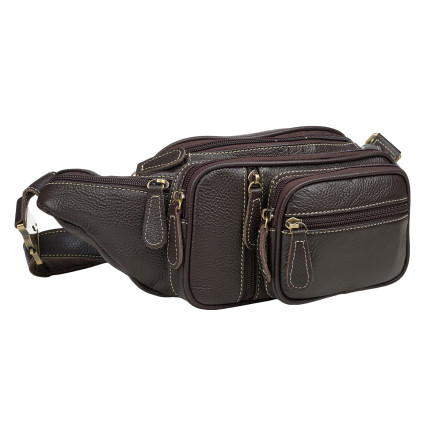Мужская поясная кожаная сумка Buffalo Bags коричневая M8336C – Фото 2