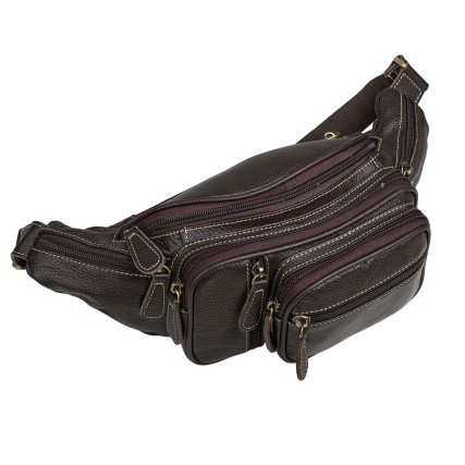 Мужская поясная кожаная сумка Buffalo Bags коричневая M8336C – Фото 5