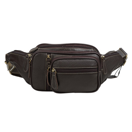 Мужская поясная кожаная сумка Buffalo Bags коричневая M8336C – Фото 1