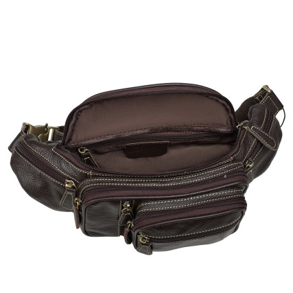 Мужская поясная кожаная сумка Buffalo Bags коричневая M8336C – Фото 6