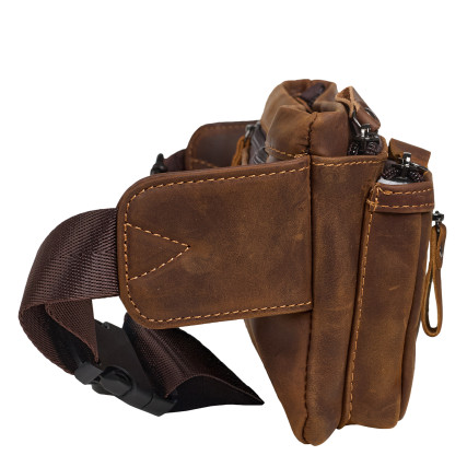 Мужская поясная кожаная сумка Buffalo Bags коричневая M8953R – Фото 3