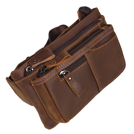Мужская поясная кожаная сумка Buffalo Bags коричневая M8953R – Фото 5
