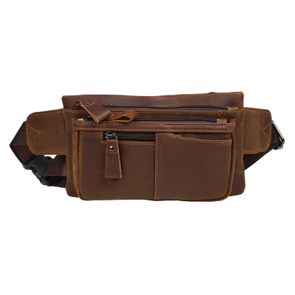 Мужская поясная кожаная сумка Buffalo Bags коричневая M8953R – Фото 1