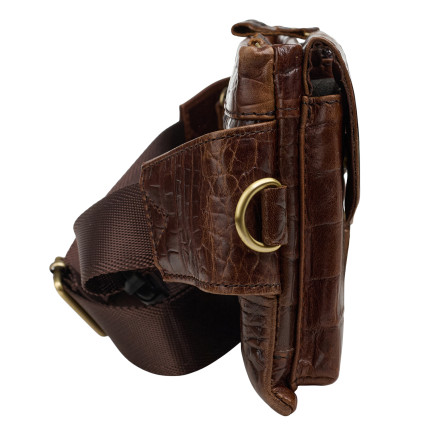 Мужская поясная кожаная сумка Buffalo Bags коричневая M9080C – Фото 3