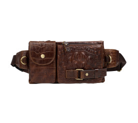Мужская поясная кожаная сумка Buffalo Bags коричневая M9080C