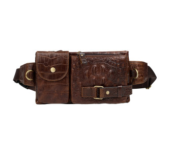 Мужская поясная кожаная сумка Buffalo Bags коричневая M9080C