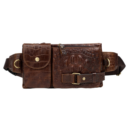 Мужская поясная кожаная сумка Buffalo Bags коричневая M9080C – Фото 1