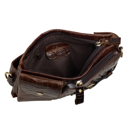 Мужская поясная кожаная сумка Buffalo Bags коричневая M9080C – Фото 6