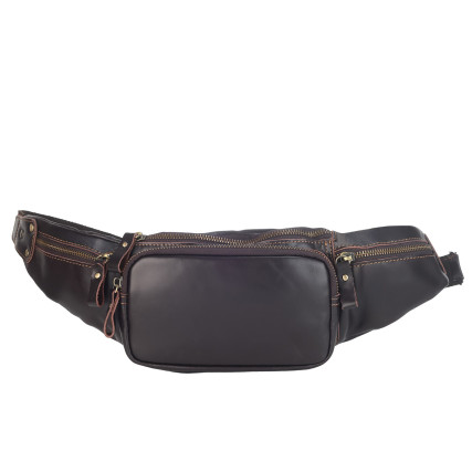Мужская поясная кожаная сумка Buffalo Bags коричневая M9999C – Фото 1