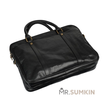 Мужской кожаный портфель Virginia Conti (Италия) черный VCM0502black – Фото 4