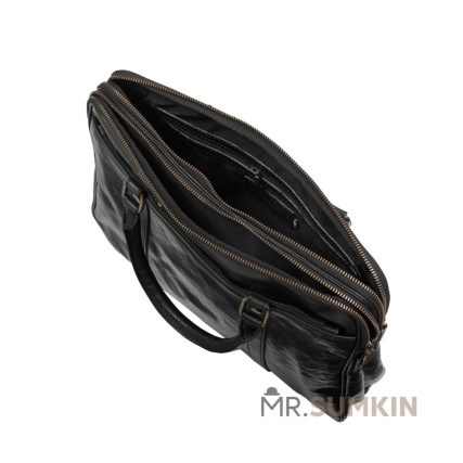 Мужской кожаный портфель Virginia Conti (Италия) черный VCM0502black – Фото 5