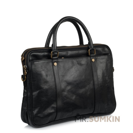 Мужской кожаный портфель Virginia Conti (Италия) черный VCM0502black – Фото 1