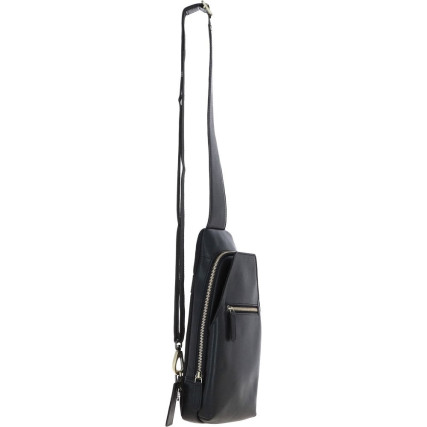 Кожаная мужская сумка-слинг Ashwood черный K43 BLACK – Фото 4