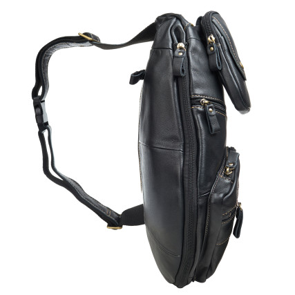 Кожаная мужская сумка-слинг Buffalo Bags черная M8260A – Фото 3