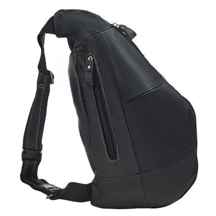 Кожаная мужская сумка-слинг Buffalo Bags черная M8260A – Фото 4