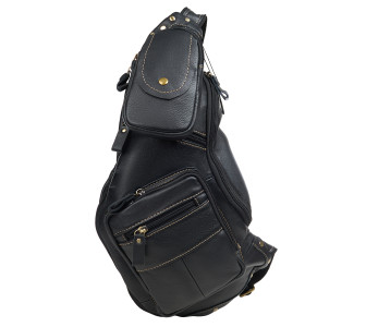 Кожаная мужская сумка-слинг Buffalo Bags черная M8260A