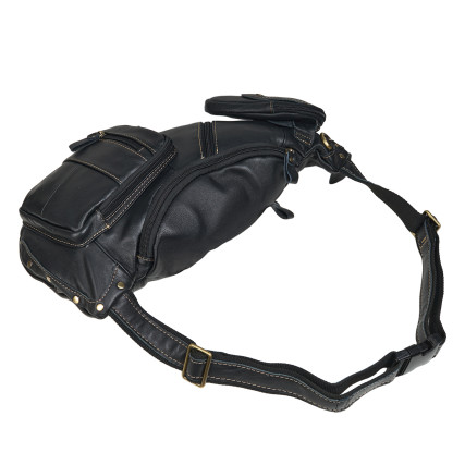Кожаная мужская сумка-слинг Buffalo Bags черная M8260A – Фото 5