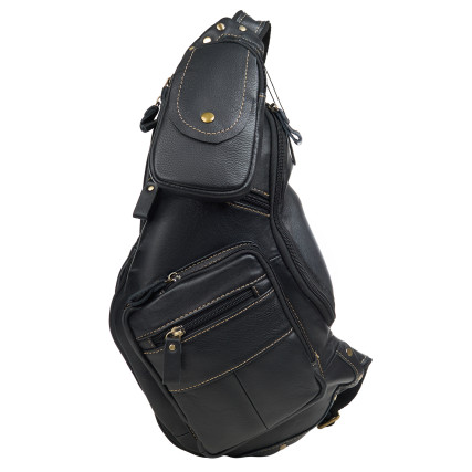 Кожаная мужская сумка-слинг Buffalo Bags черная M8260A – Фото 1