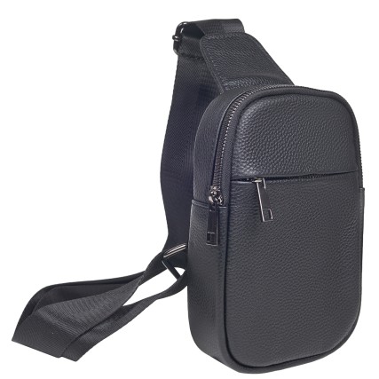 Кожаная мужская сумка-слинг Buffalo Bags черная M9163A – Фото 2