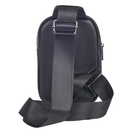 Кожаная мужская сумка-слинг Buffalo Bags черная M9163A – Фото 4