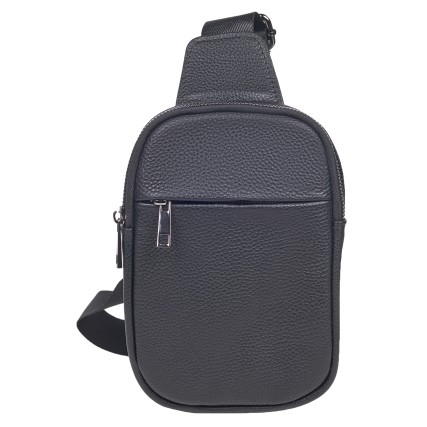 Кожаная мужская сумка-слинг Buffalo Bags черная M9163A – Фото 1