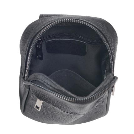 Кожаная мужская сумка-слинг Buffalo Bags черная M9163A – Фото 6