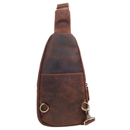 Кожаная мужская сумка-слинг Buffalo Bags коричневая M13617C – Фото 4