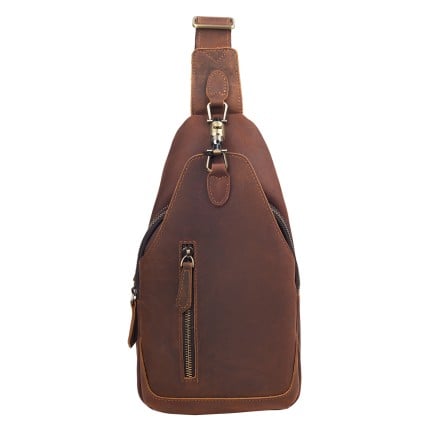 Кожаная мужская сумка-слинг Buffalo Bags коричневая M13617C – Фото 1