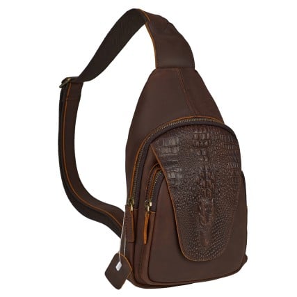 Кожаная мужская сумка-слинг Buffalo Bags коричневая M8082C – Фото 2