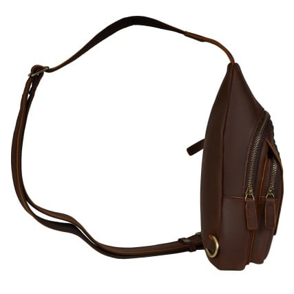 Кожаная мужская сумка-слинг Buffalo Bags коричневая M8082C – Фото 3
