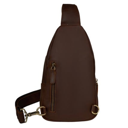 Кожаная мужская сумка-слинг Buffalo Bags коричневая M8082C – Фото 4